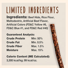 Load image into Gallery viewer, Beef Hide Treats for Dogs | 5" Premium Grade Munchy Sticks | 10 Long-Lasting Chews