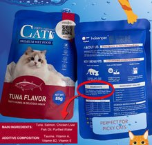 Load image into Gallery viewer, Cats Premium Wet Food 85g Pouch — Moist, Soft Cat Food Mixer, Topper and Rotational Meal (Pack of 6, Tuna Flavor)