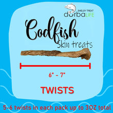 Load image into Gallery viewer, Twisted Cod Skin Dog Treats (about 5-6" each) | Air-Dried with Single Ingredient up to 3oz