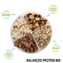 Load image into Gallery viewer, BALANCED MIX Freeze-Dried Dog & Cat Treats Food Topper 2.1oz (60g) Chicken | Duck | Beef & Duck Liver