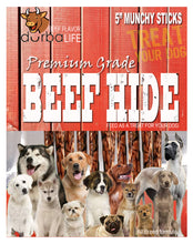 Load image into Gallery viewer, Beef Hide Treats for Dogs | 5" Premium Grade Munchy Sticks | 10 Long-Lasting Chews