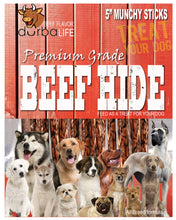 Load image into Gallery viewer, Beef Hide Treats for Dogs | 5" Premium Grade Munchy Sticks | 15 Long-Lasting Chews