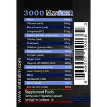 Load image into Gallery viewer, ManSizer 3000 Male Supplements Longer Size Sexual Stamina (60 Caps) by Vistaslim