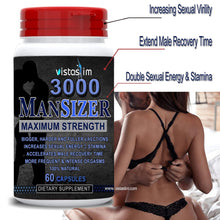 Load image into Gallery viewer, ManSizer 3000 Male Supplements Longer Size Sexual Stamina (60 Caps) by Vistaslim