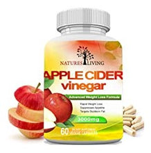 Load image into Gallery viewer, Natures Living Apple Cider Vinegar 3000mg. 60 Veggie Extra Strength Capsules. NATURAL APPETITE SUPPRESSANT