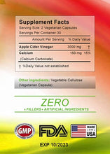 Load image into Gallery viewer, Natures Living Apple Cider Vinegar 3000mg. 60 Veggie Extra Strength Capsules. NATURAL APPETITE SUPPRESSANT