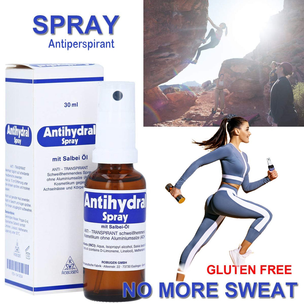 Antihydral Antiperspirant Spray 30mL without Aluminum Salts (ACH) for Moist & Sweaty Skin