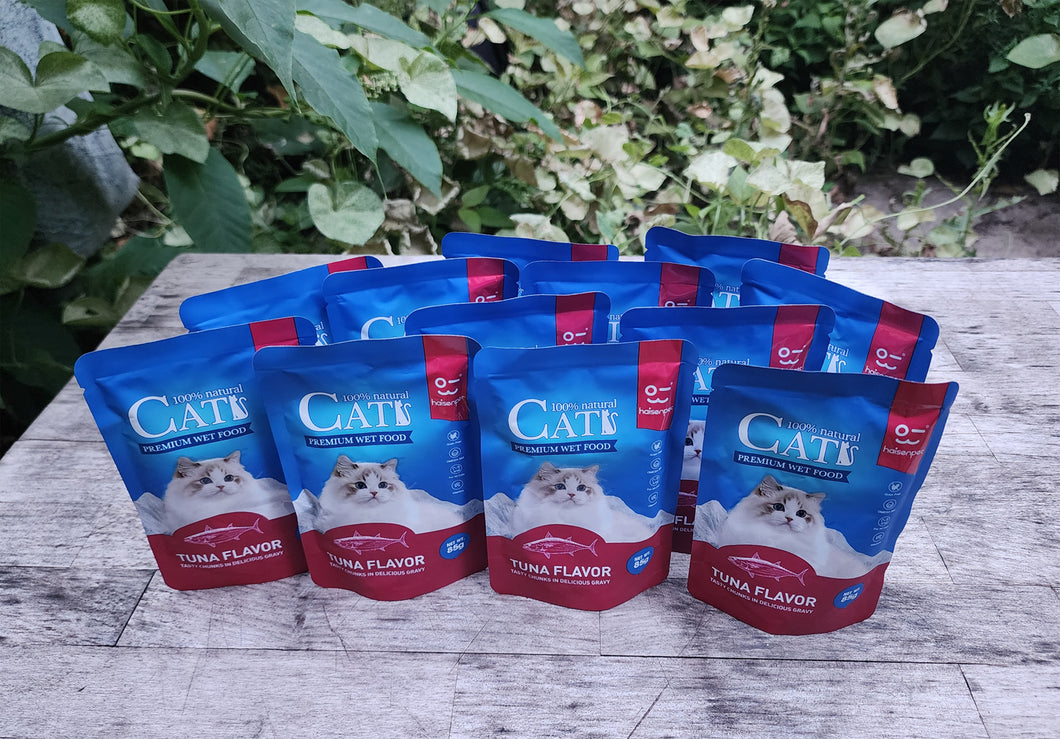 Cats Premium Wet Food 85g Pouch — Moist, Soft Cat Food Mixer, Topper and Rotational Meal (Pack of 12, Tuna Flavor)