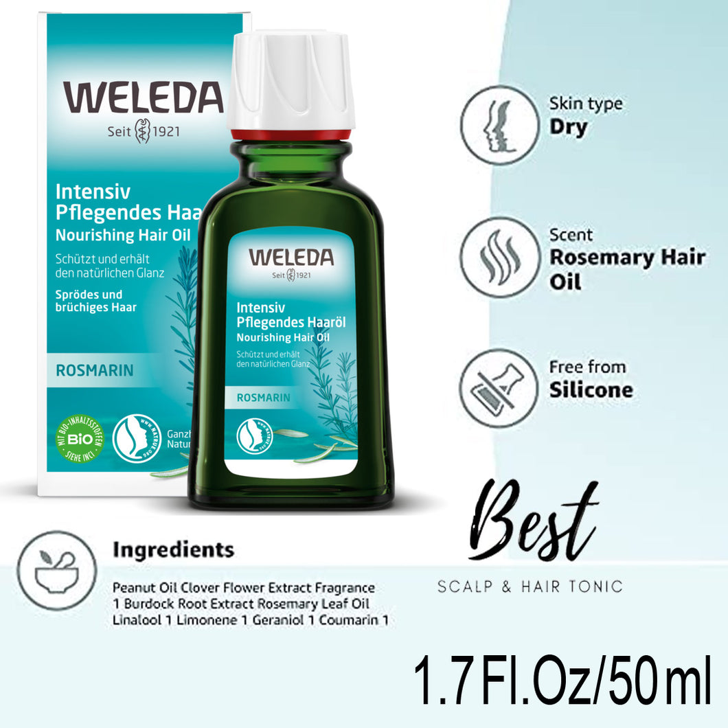 Weleda Intensive Nourishing Rosemary Hair Oil 1.7oz/50g (Treatment 2 Reduces Hair Loss)