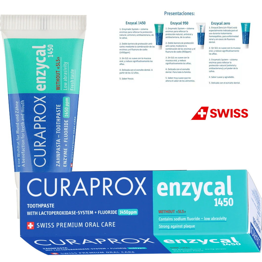 Curaprox 75ml Enzycal 1450 Gentle Toothpaste, Healthy Mouth (1450ppm)