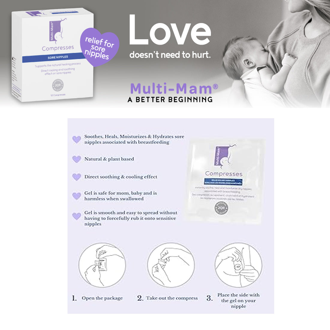 Multi-Mam Compresses for Breastfeeding Mothers 12 Instant Cooling