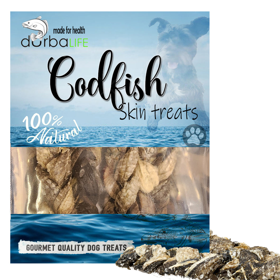 Codfish Skin Dog Treats | 4pcs Braided | Air-Dried with Single Ingredient - Cod Fish / Wolfish