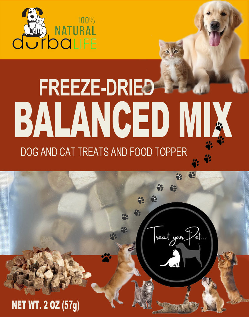 BALANCED MIX Freeze-Dried Dog & Cat Treats Food Topper 2.1oz (60g) Chicken | Duck | Beef & Duck Liver