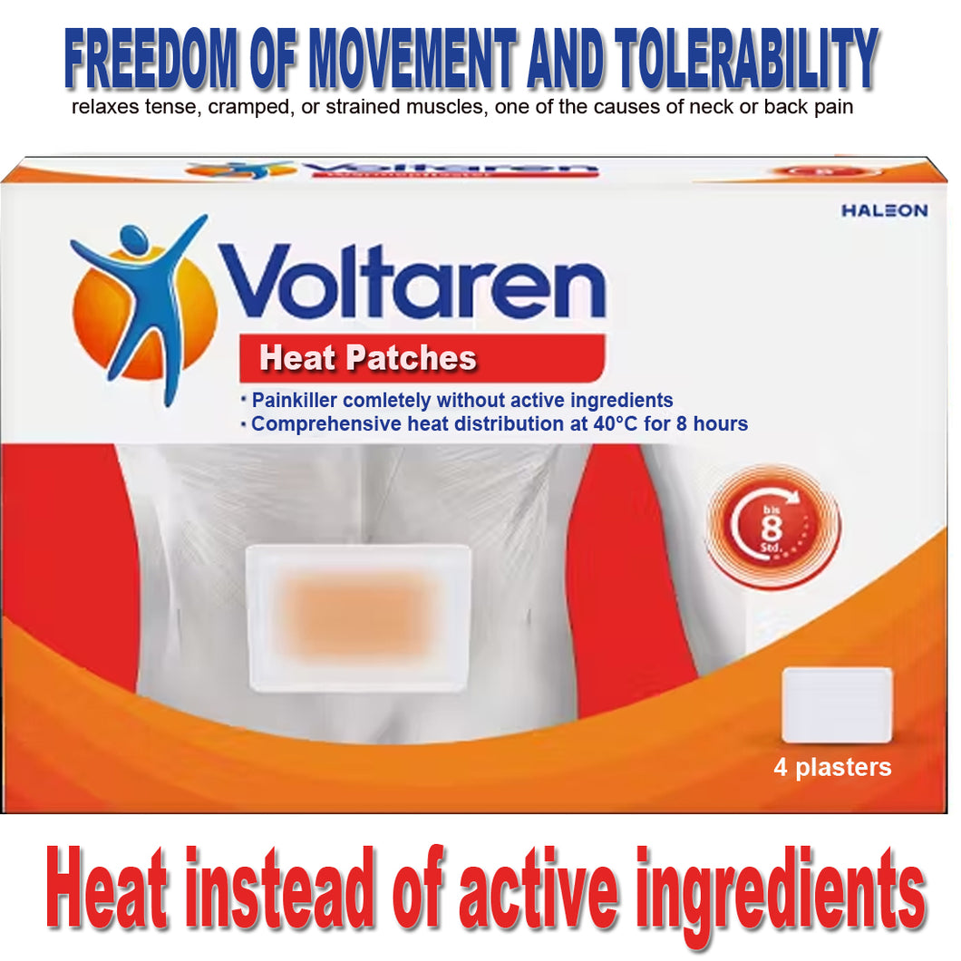 Voltaren Drug-Free 4 Heat Patch 8H Effective Pain Relief (4 x Topical Heat Treatment Patches)