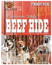 Load image into Gallery viewer, Beef Hide Treats for Dogs | 5&quot; Premium Grade Munchy Sticks | 15 Long-Lasting Chews
