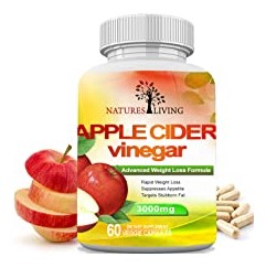 Natures Living Apple Cider Vinegar 3000mg. 60 Veggie Extra Strength Capsules. NATURAL APPETITE SUPPRESSANT